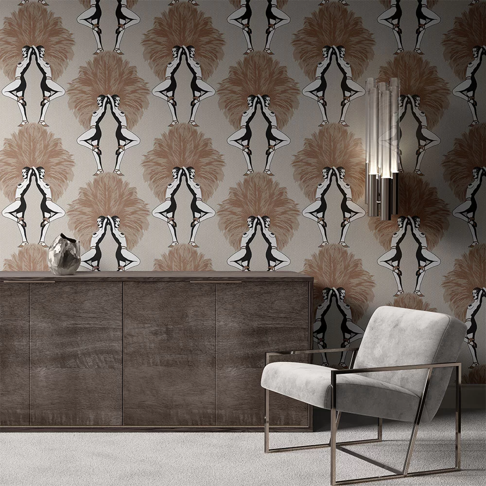 Showgirls Wallpaper - Cream Metallic - The Graduate Collection