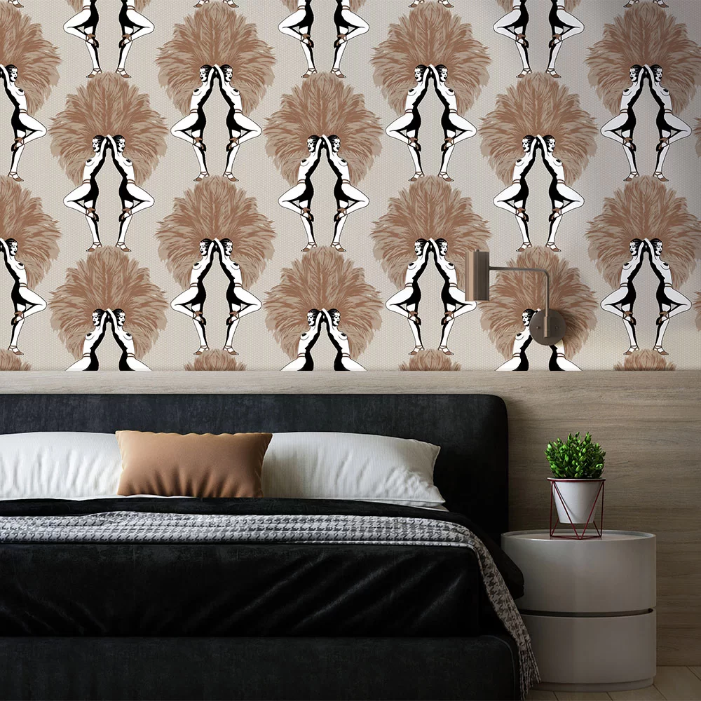 Showgirls Wallpaper - Cream Metallic - The Graduate Collection