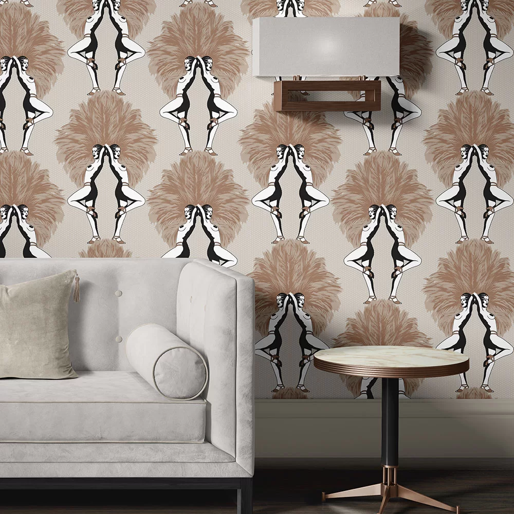 Showgirls Wallpaper - Cream Metallic - The Graduate Collection