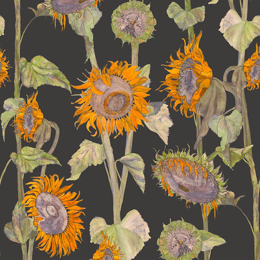 Sunflower Interior Fabric - Black - Petronella Hall