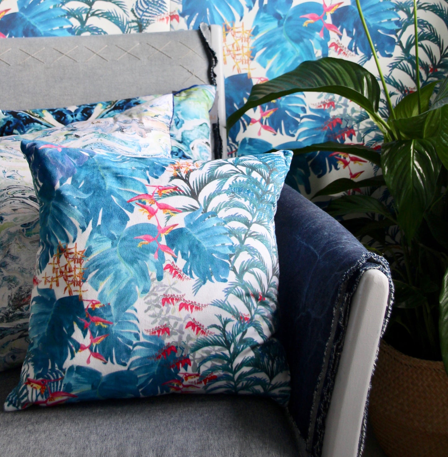 Tropical Cushion - Denim - Petronella Hall