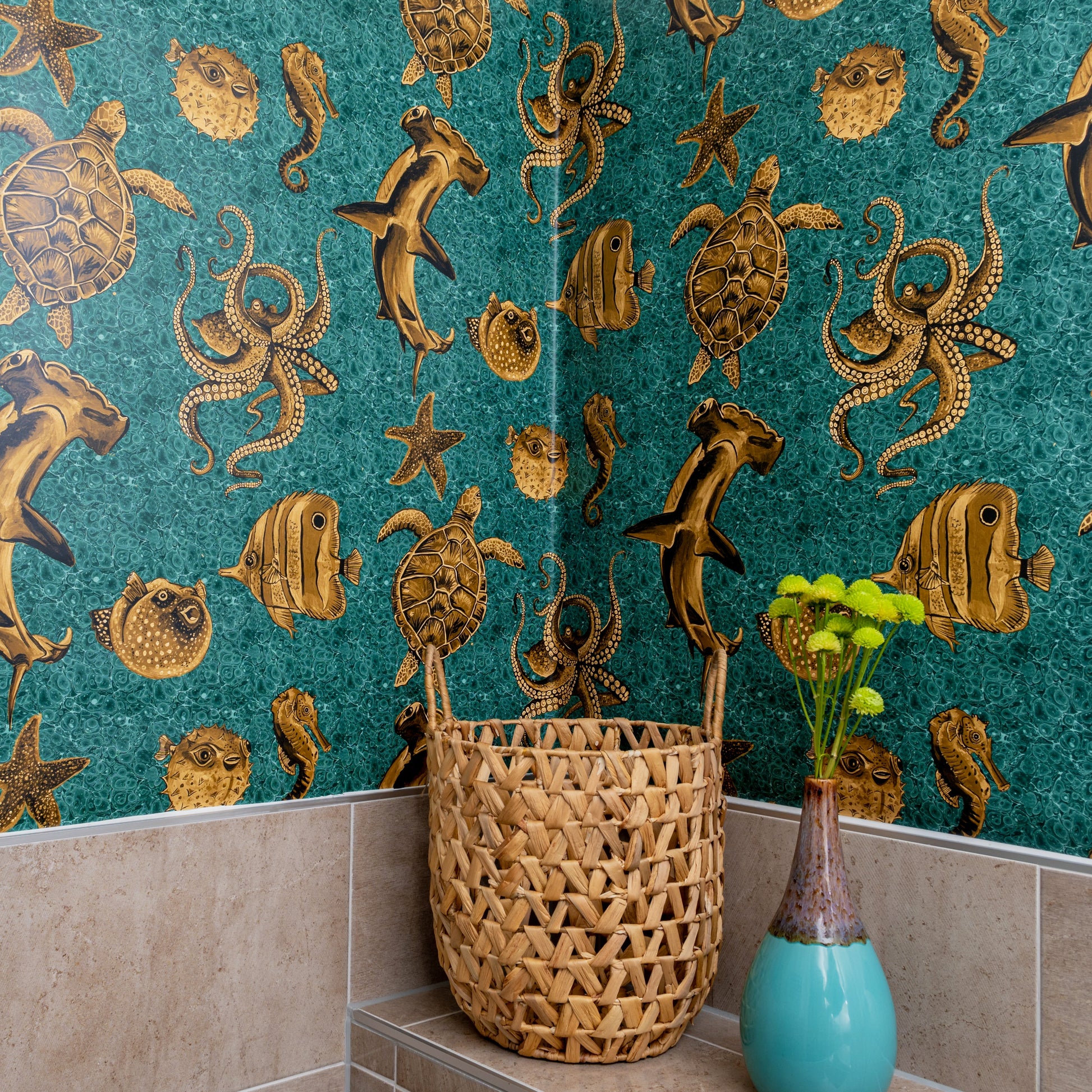 Thalassophile Wallpaper - Teal - Wear The Walls