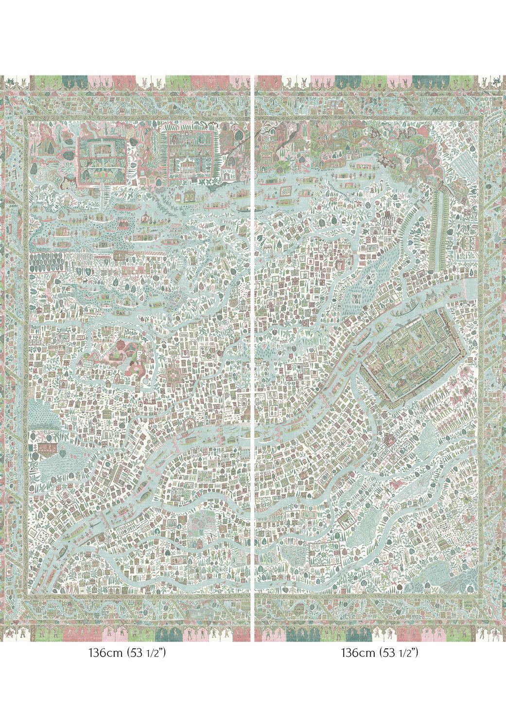 The Map Maxi Wallpaper - Pistachio Rose - Lewis & Wood