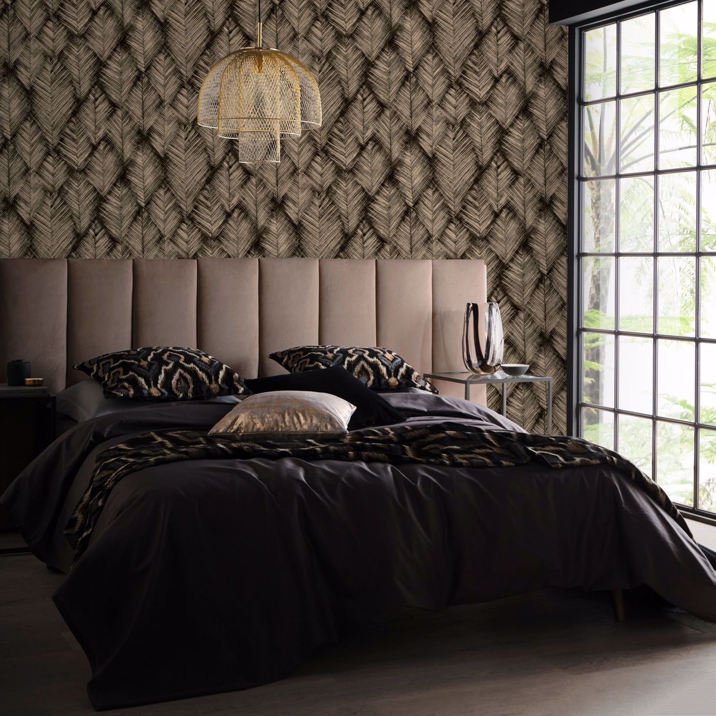 Folius Wallpaper - Black - Clarke & Clarke