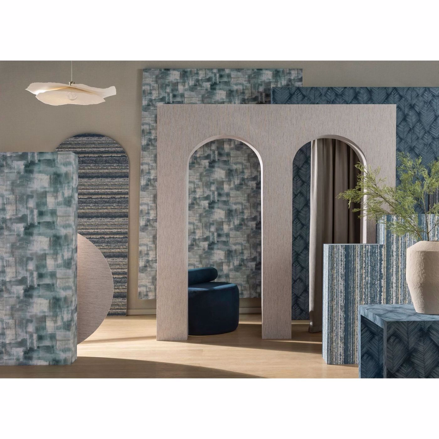 Folius Wallpaper - Blue - Clarke & Clarke