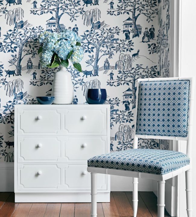 Willow Wood Room Wallpaper - Blue