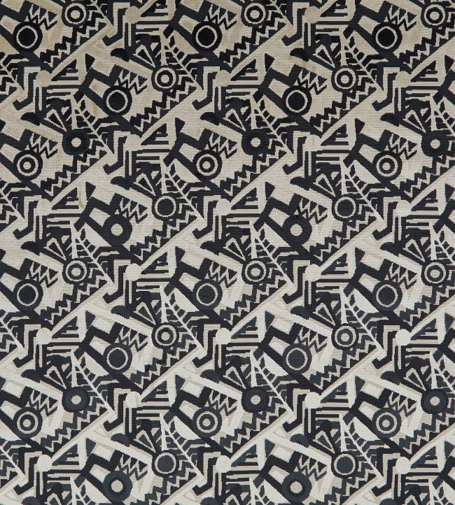 Zig Zag Velvet Fabric - Black