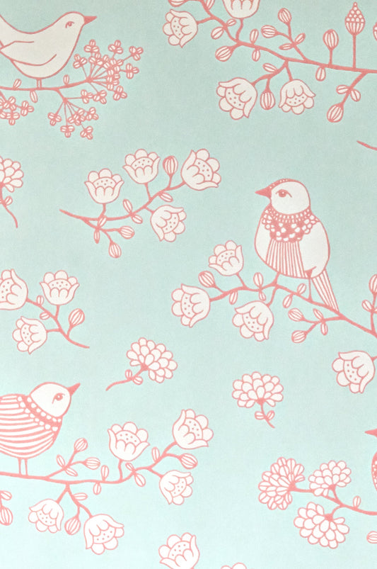 Sugar Tree Turquoise Wallpaper - Majvillan