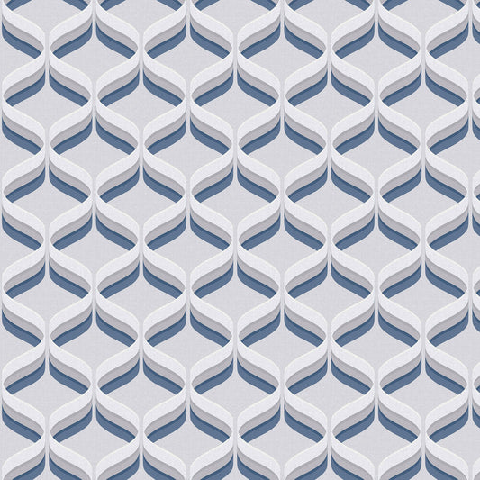 Retro Ogee Wallpaper - Blue