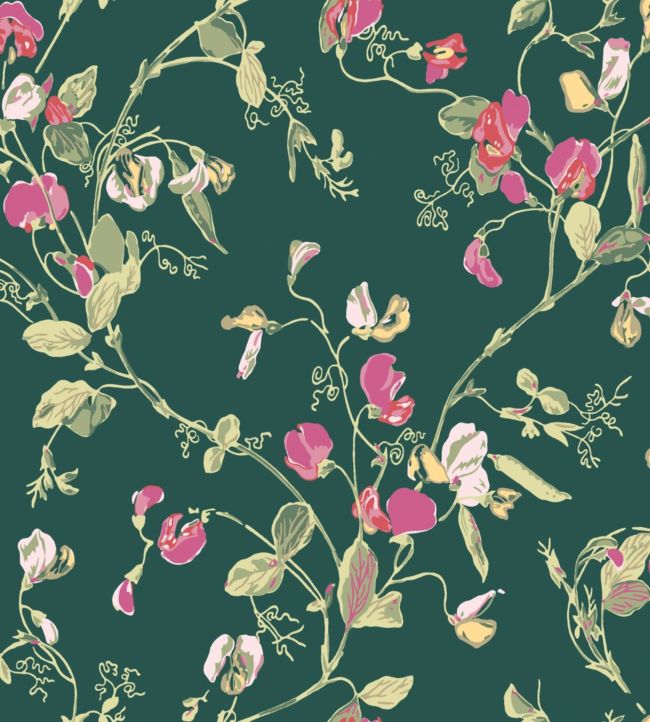 Sweet Pea Wallpaper - Green - Cole & Son