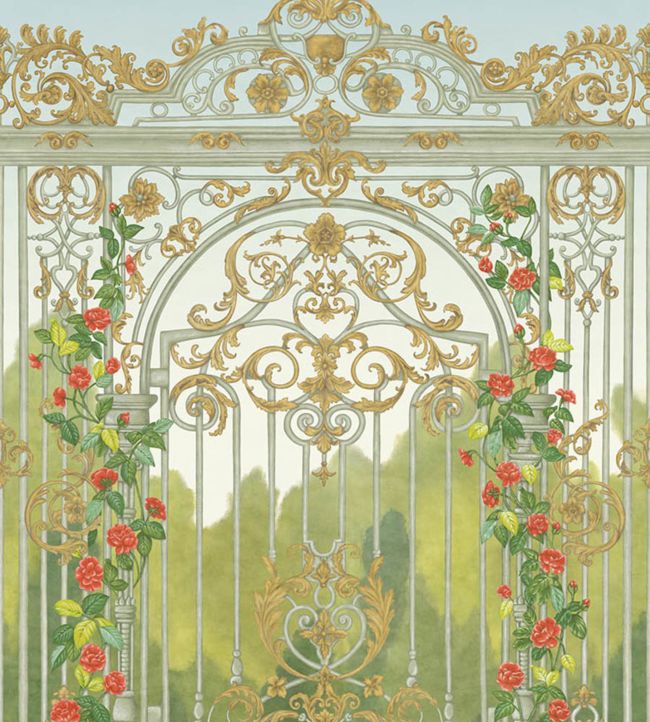 Tijou Gate Wallpaper - Green - Cole & Son