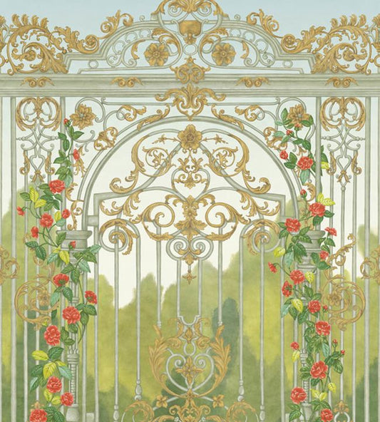 Tijou Gate Wallpaper - Green - Cole & Son