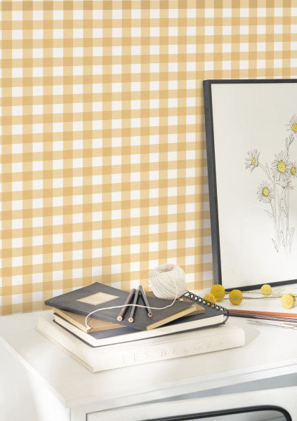 Vichy Room Wallpaper - Yellow