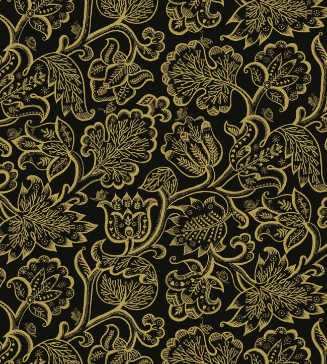 Jacobean Paper Wallpaper - Black