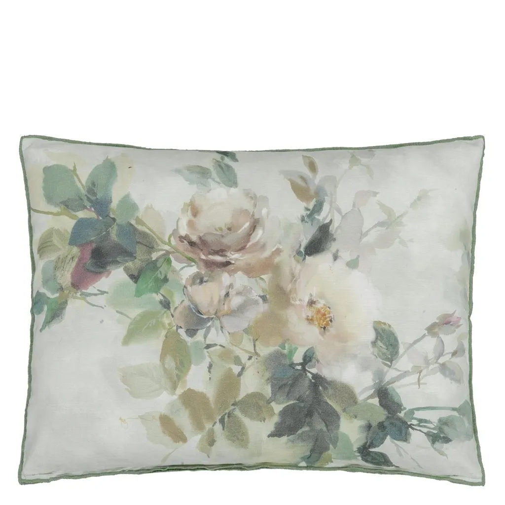 Thelma's Garden Celadon Cotton Cushion - Designers Guild