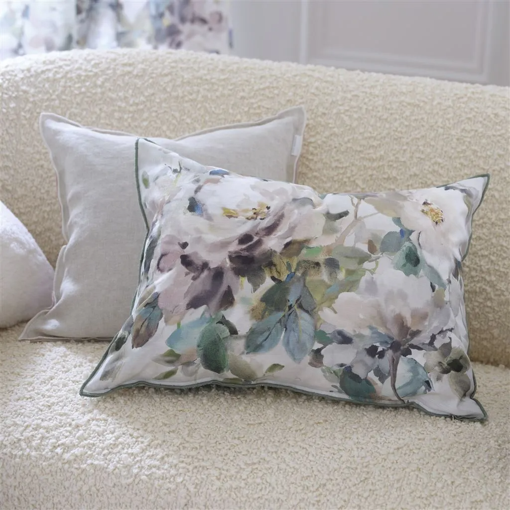 Thelma's Garden Celadon Cotton Cushion - Designers Guild