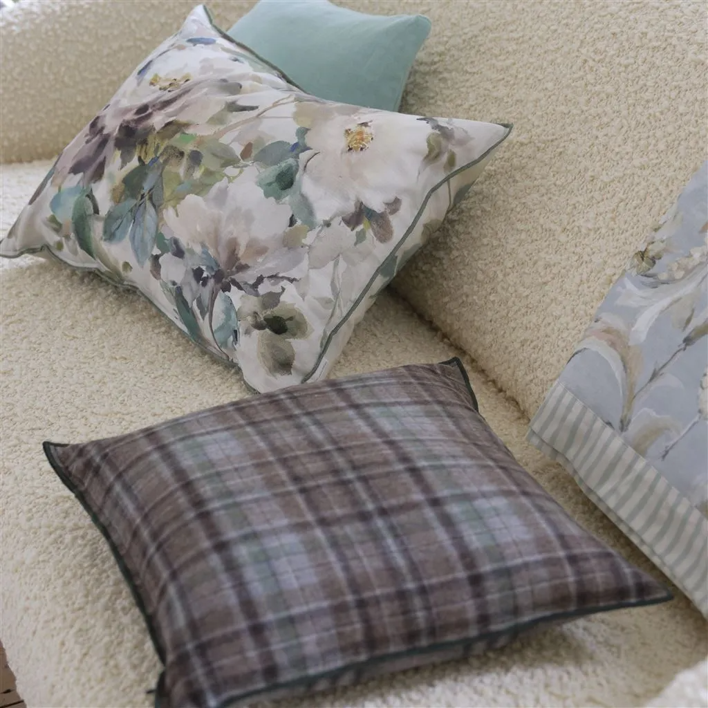 Thelma's Garden Celadon Cotton Cushion - Designers Guild