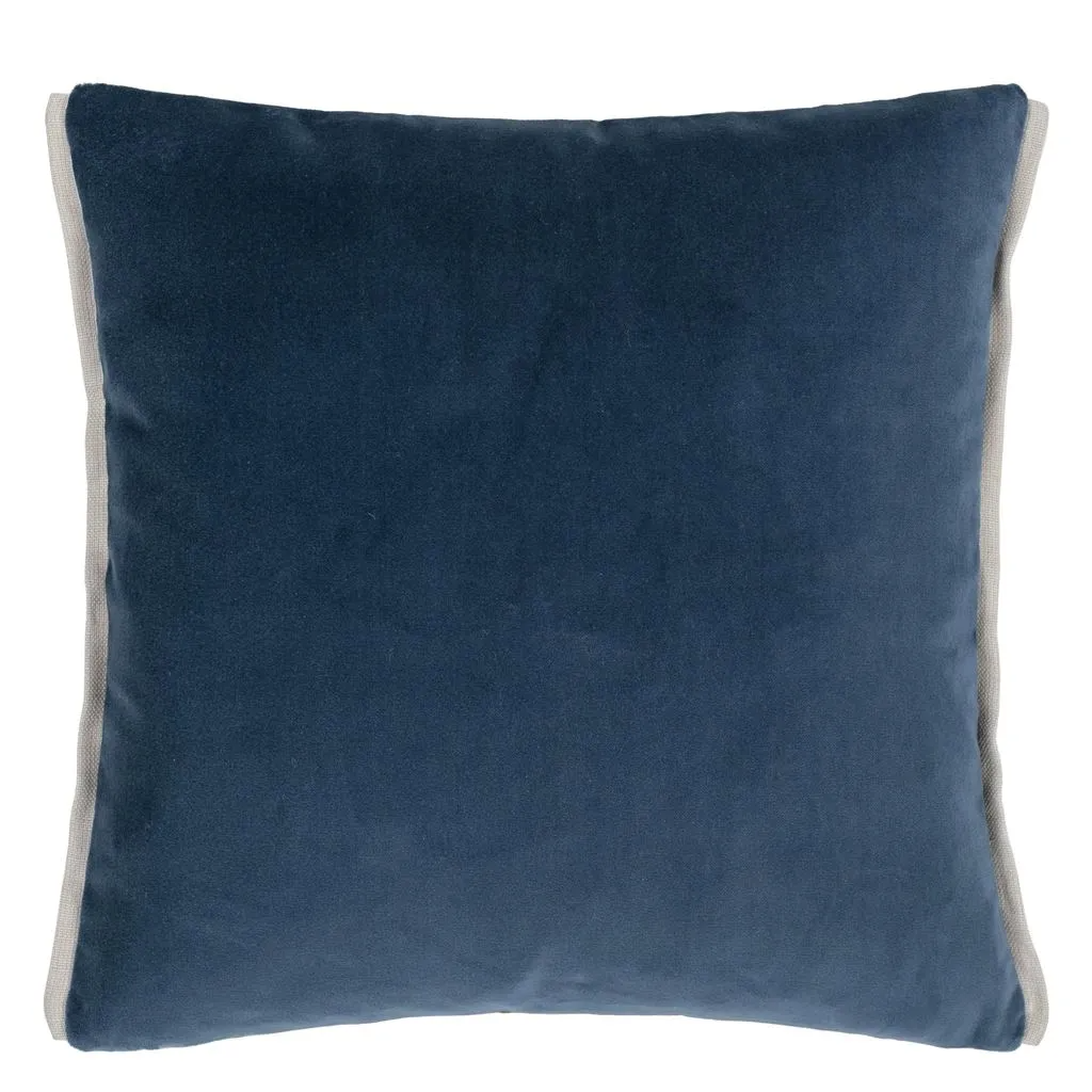 Varese Prussian & Grass Velvet Cushion - Designers Guild