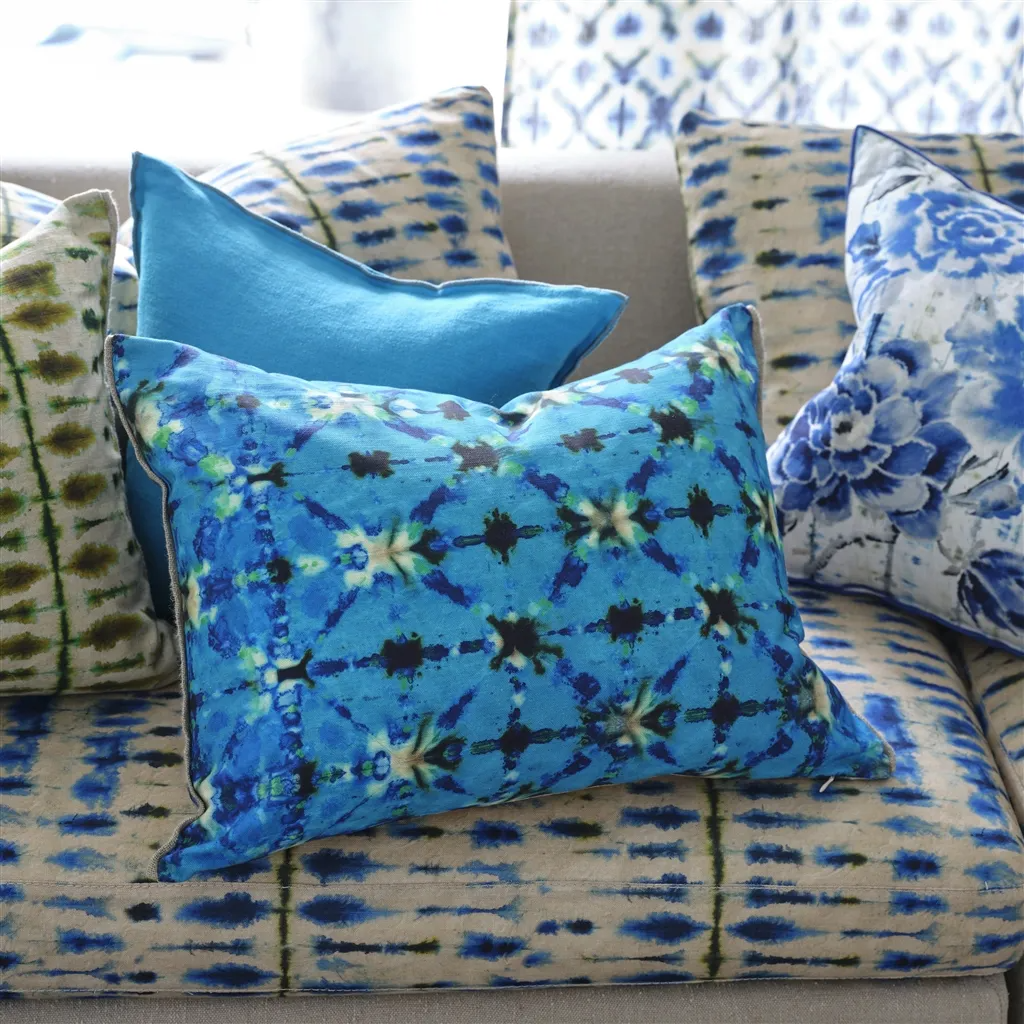 Shibori Cobalt Cotton Cushion - Designers Guild