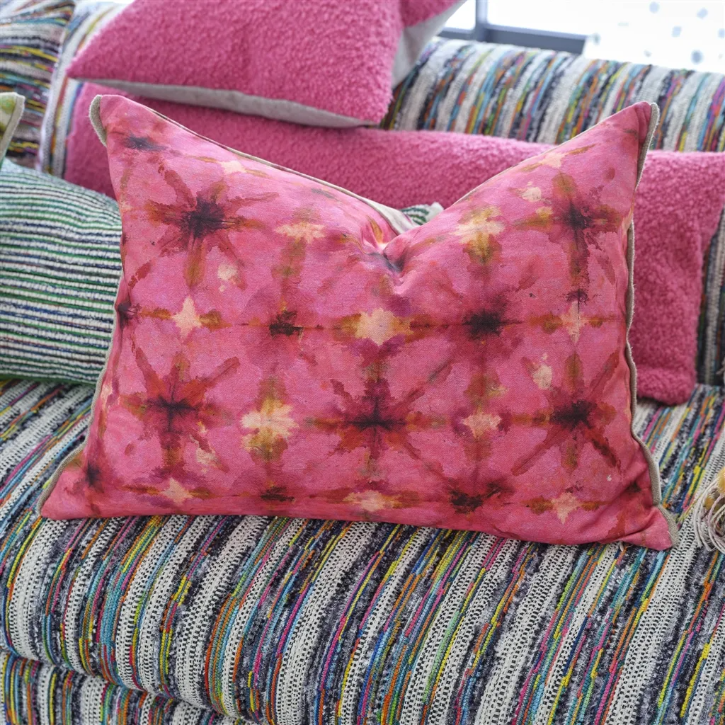 Shibori Fuchsia Cotton Cushion - Designers Guild