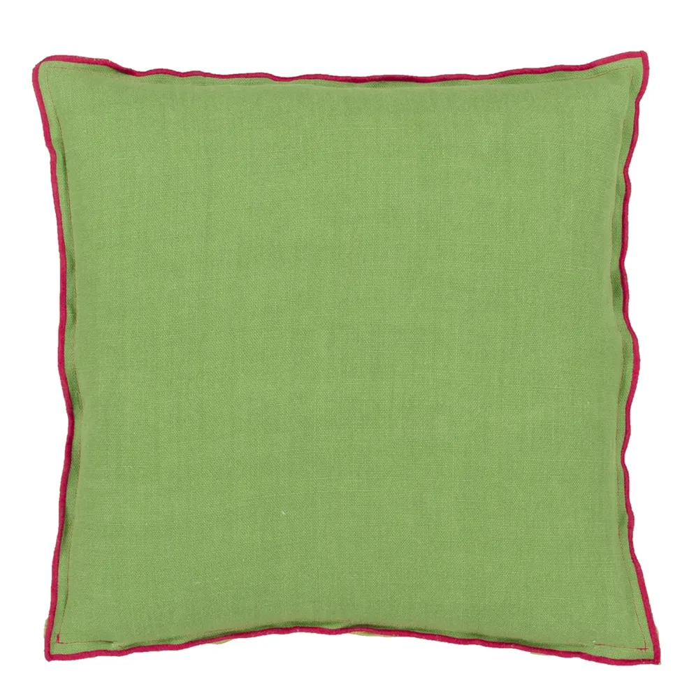 Brera Lino Cerise & Grass Linen Cushion - Designers Guild