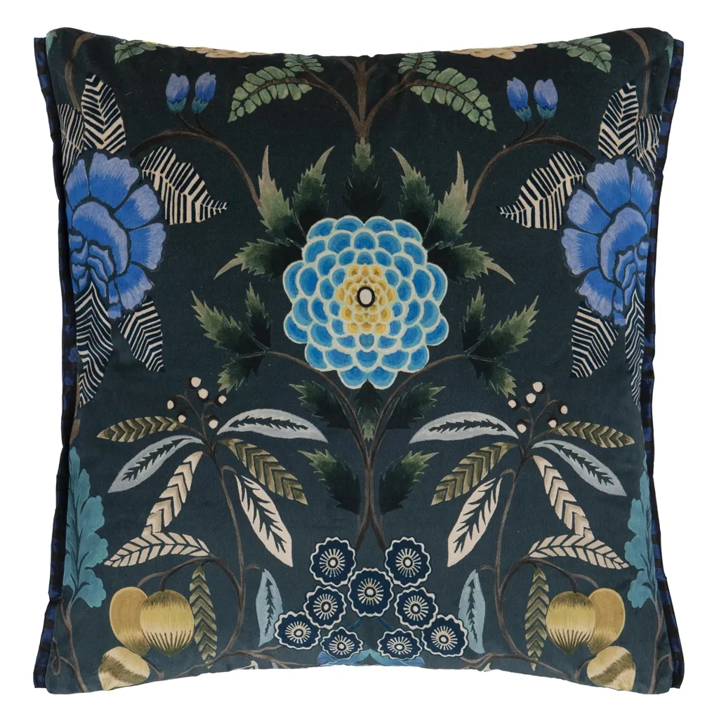 Brocart Decoratif Velours Indigo Cushion - Designers Guild