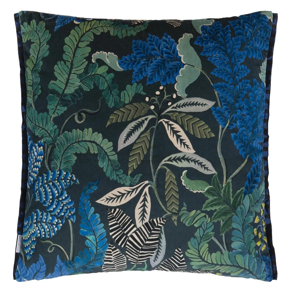 Brocart Decoratif Velours Indigo Cushion - Designers Guild