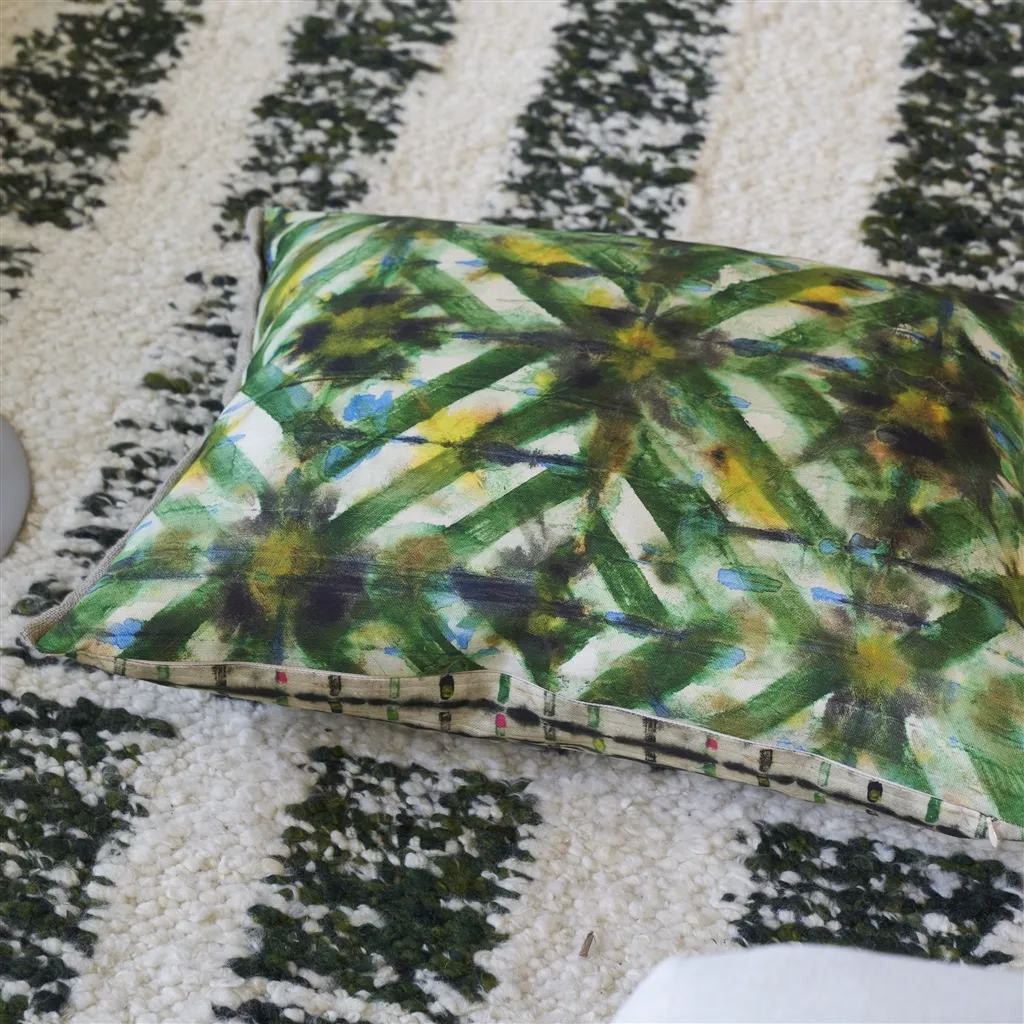 Parquet Batik Forest Cotton Cushion - Designers Guild