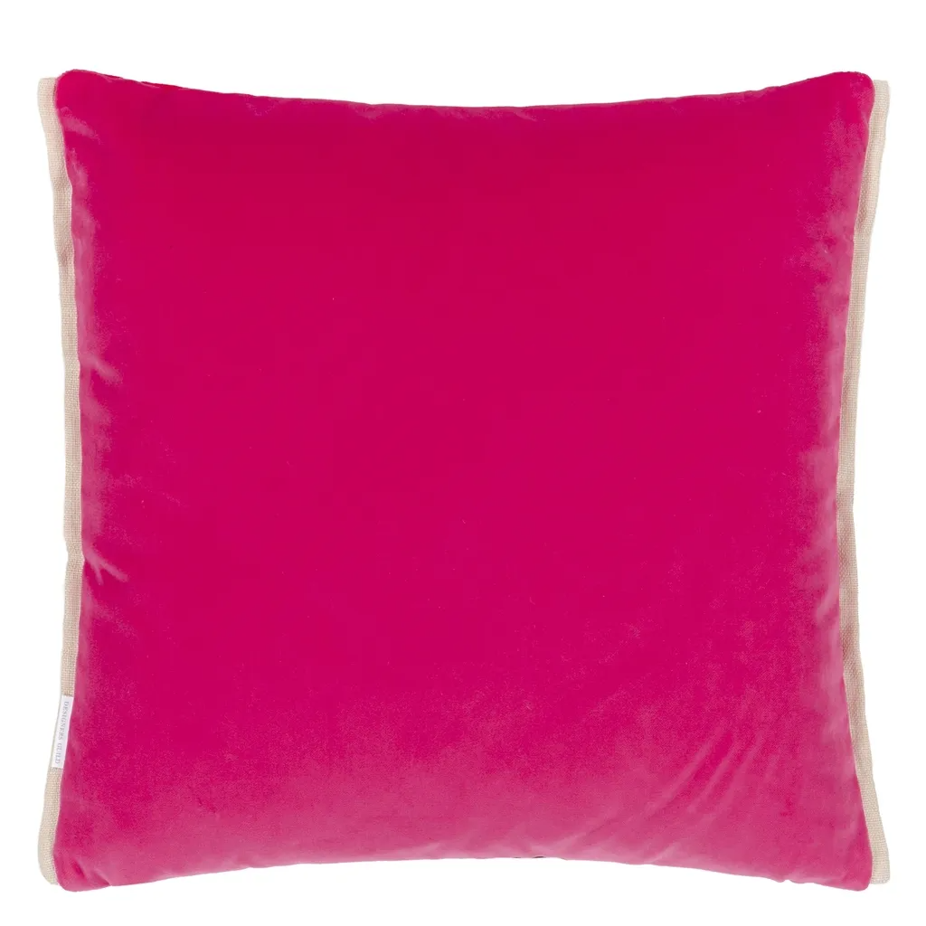 Varese Scarlet & Bright Fuchsia Velvet Cushion - Designers Guild