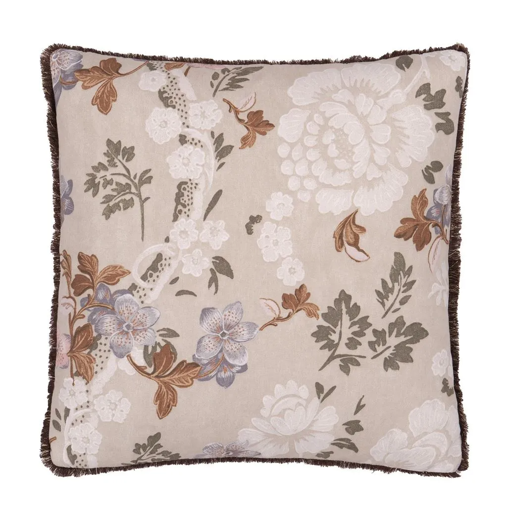 Eagle House Damask Limestone Cushion - Designers Guild