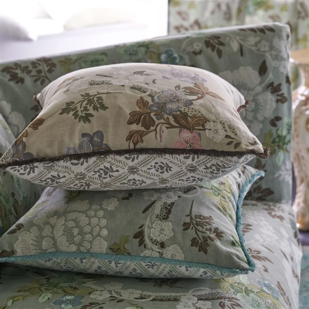 Eagle House Damask Limestone Cushion - Designers Guild