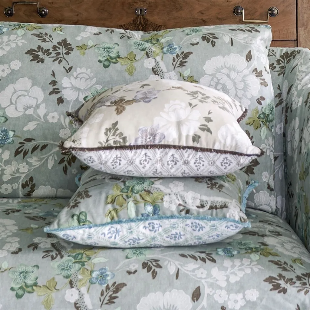 Eagle House Damask Limestone Cushion - Designers Guild