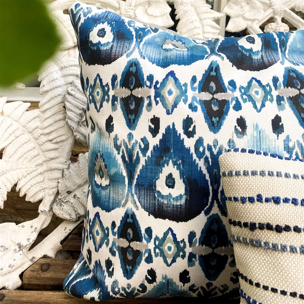 Cuzcita Indigo Outdoor Cushion - Designers Guild