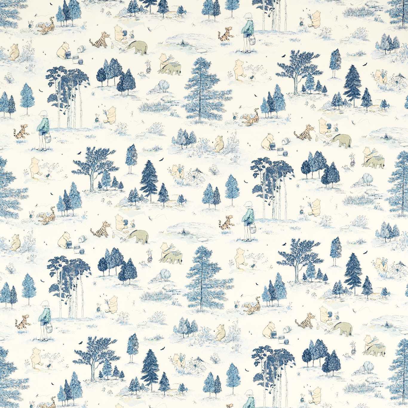 Winnie The Pooh Bonbon Blue Fabric