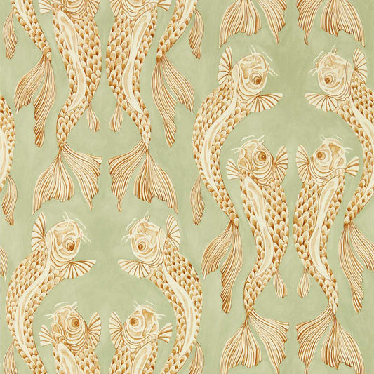 Voyaging Koi Wallpaper - Green