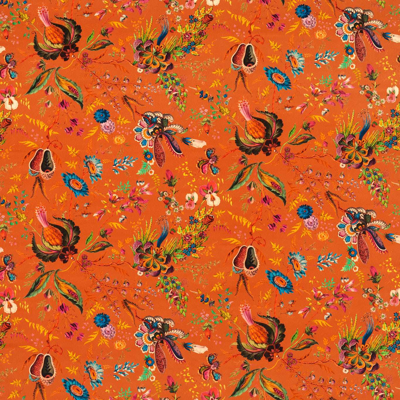 Wonderland Floral Fabric - Amber/Lapis/Ruby