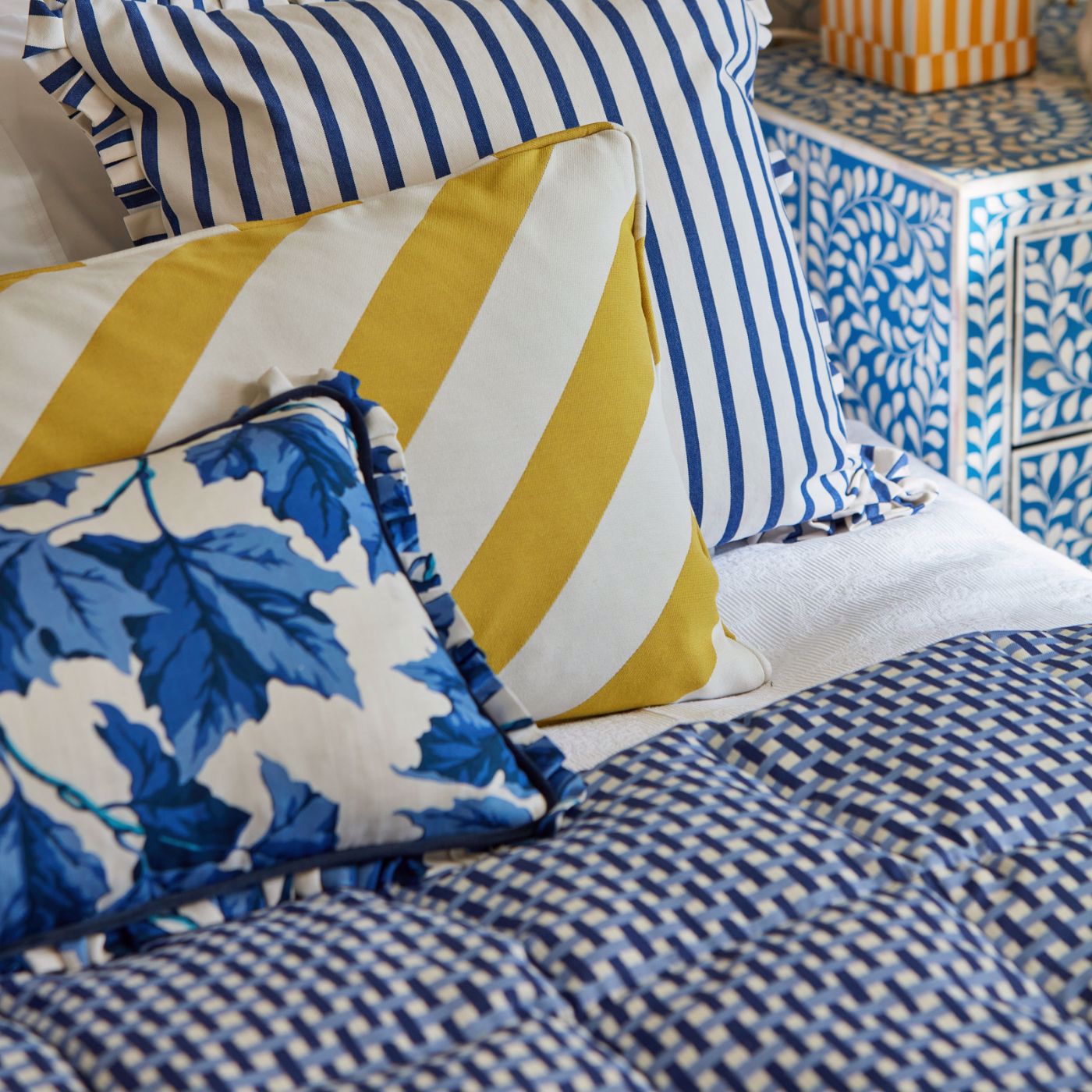 Ribbon Stripe Room Fabric - Lapis