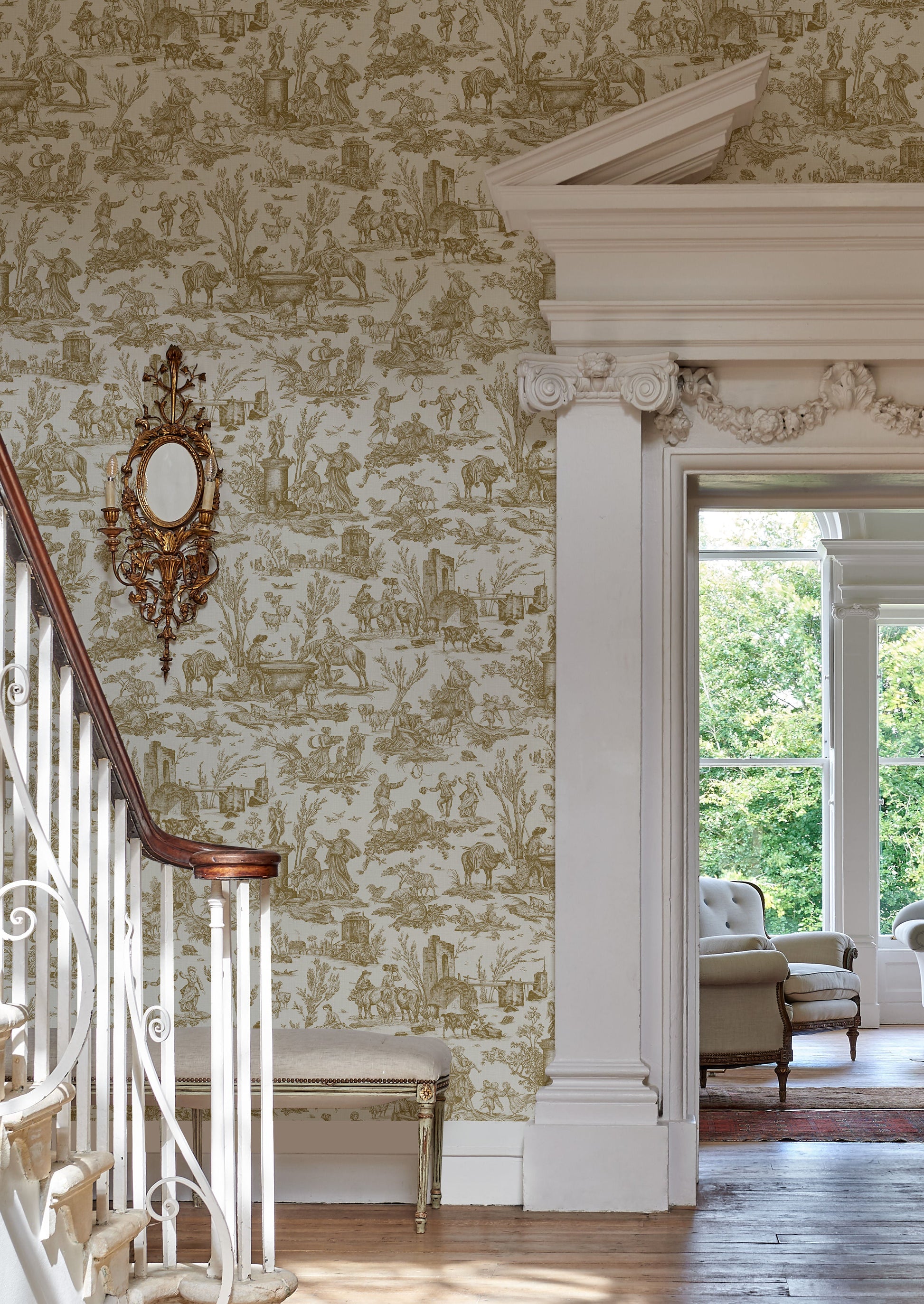 Toile Baptiste Wallpaper - Sand - Lewis & Wood