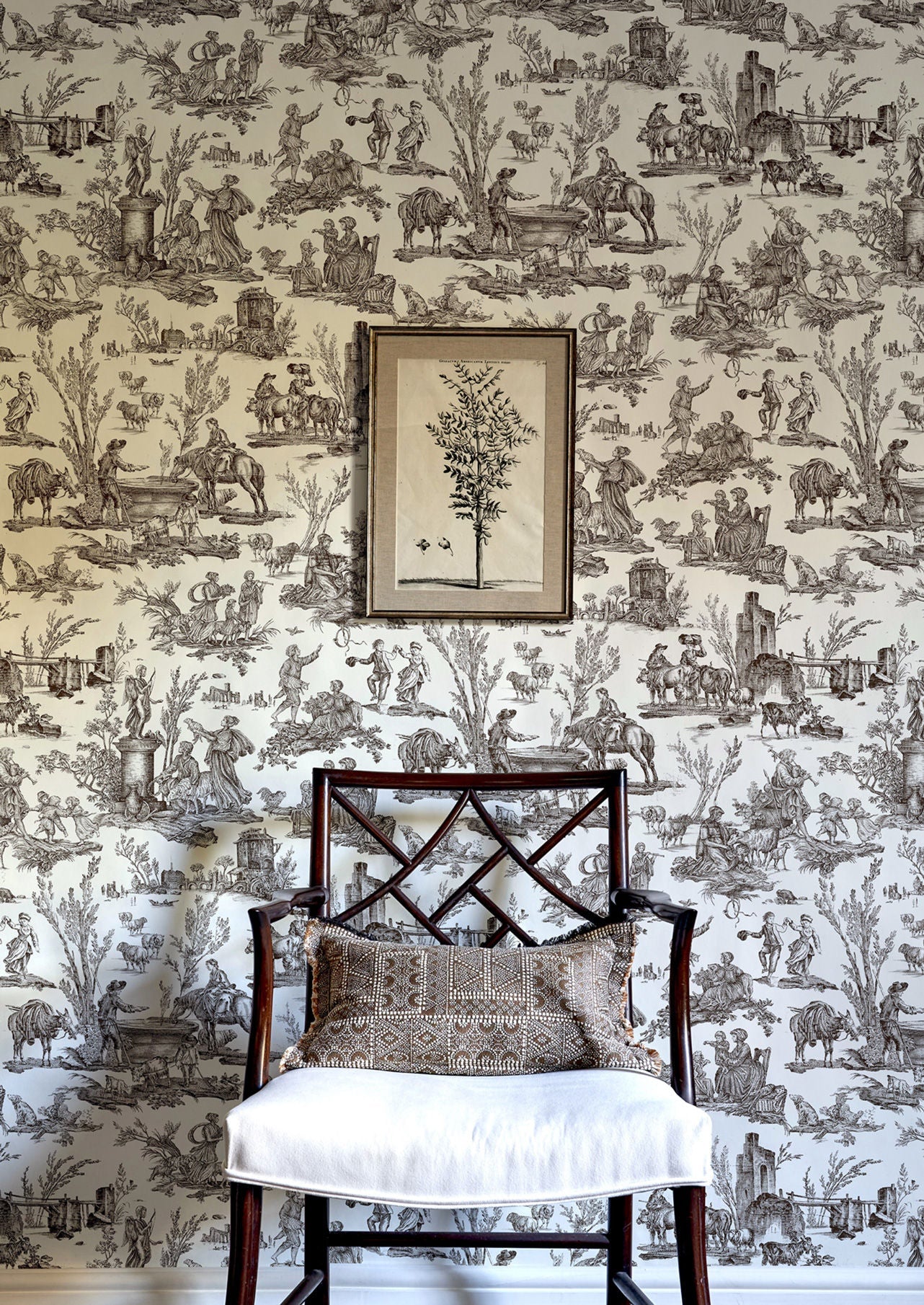 Toile Baptiste Wallpaper - Black - Lewis & Wood