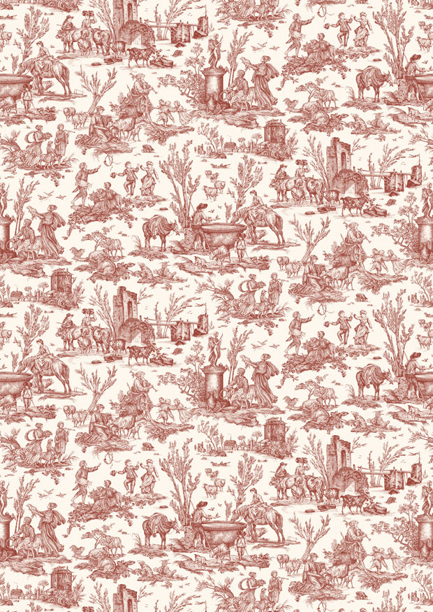 Toile Baptiste Wallpaper - Pink - Lewis & Wood